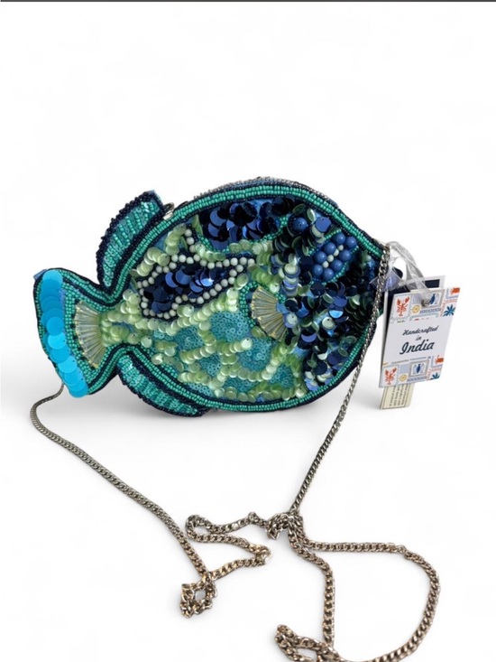 T.J.Maxx Handbags - Made in India Beaded Fish Crossbody Bag - Blue Green Sequin Design